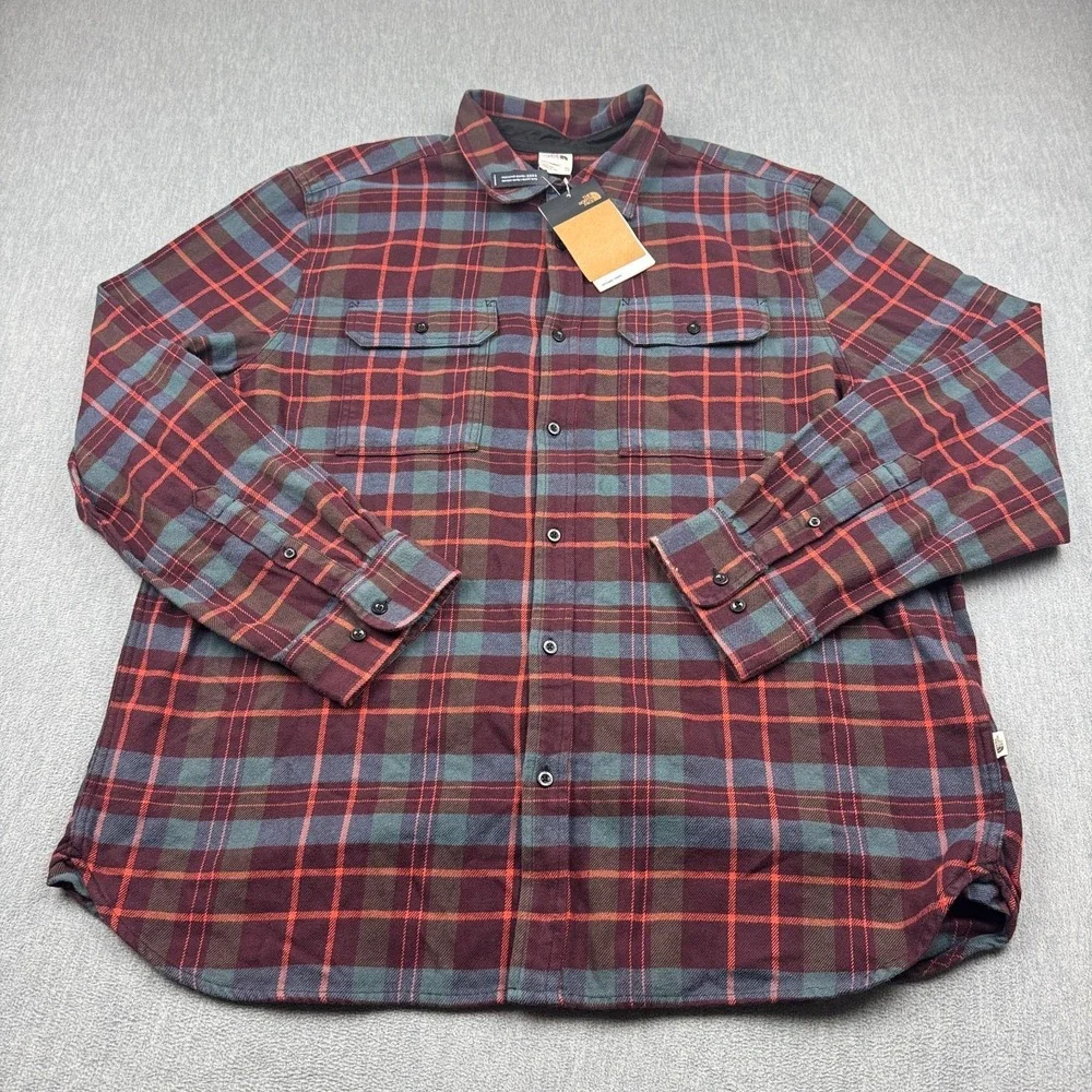 The North Face Shirt Mens 2XL‎ XXL Red Plaid Arroyo Flannel Organic Cotton NWT